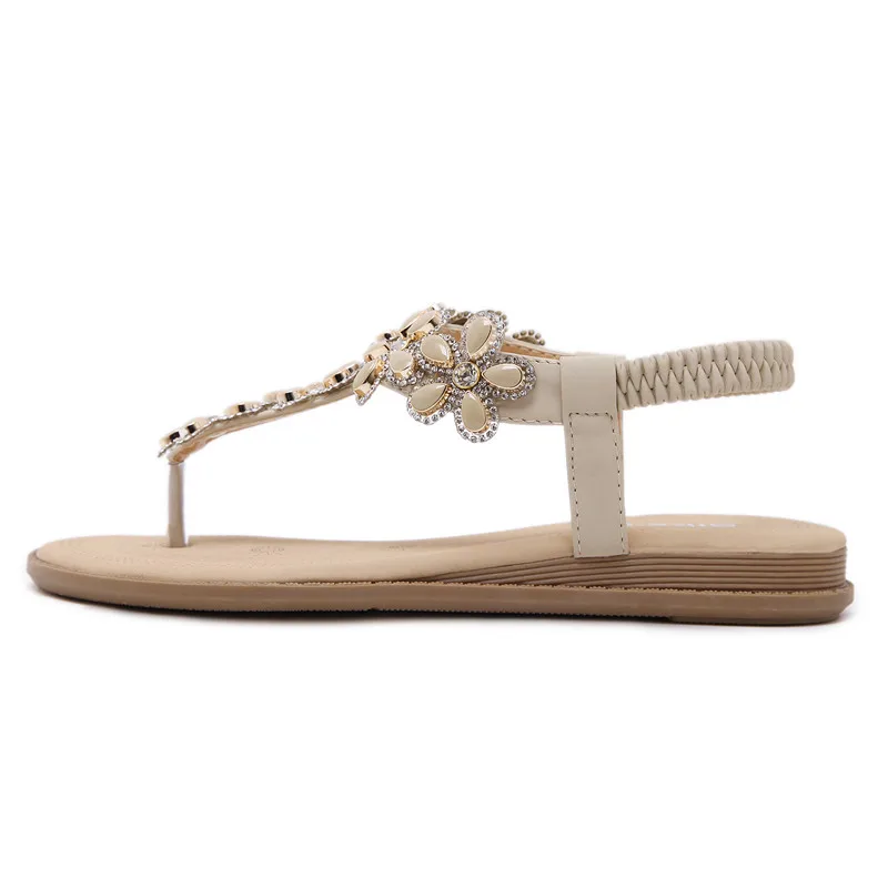 Женские босоножки с бусинами на плоской подошве|ladies flip flops|sandals beadsflat sandals |