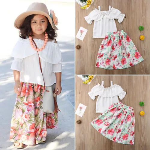 2018 летние топы с открытыми плечами и расклешенными рукавами для маленьких