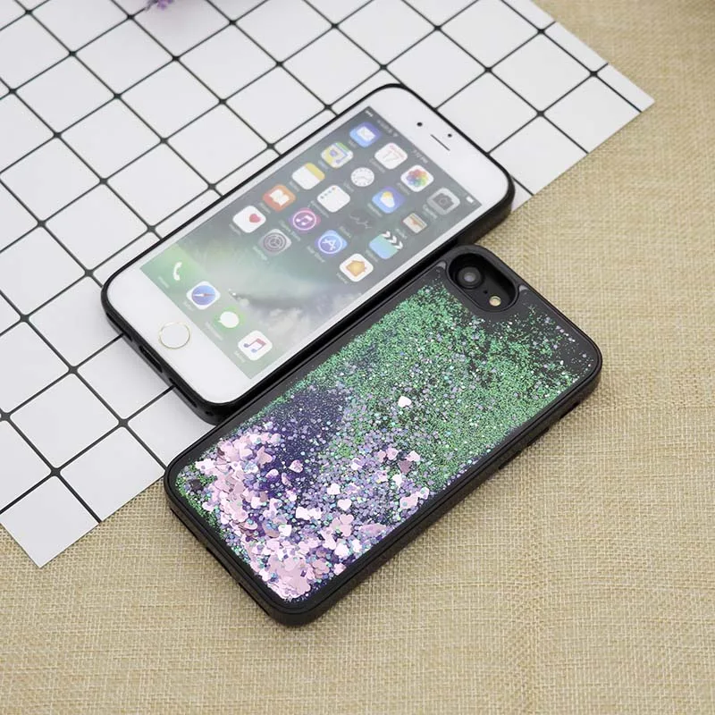 Для iPhone 7 6 S плюс Plus задняя крышка блеск динамический жидкости в форме сердца