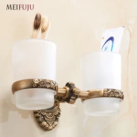 meifuju aluminum antique tumbler toothpaste toothbrush holder with double ceramics cups tumbler holders white wall mounted