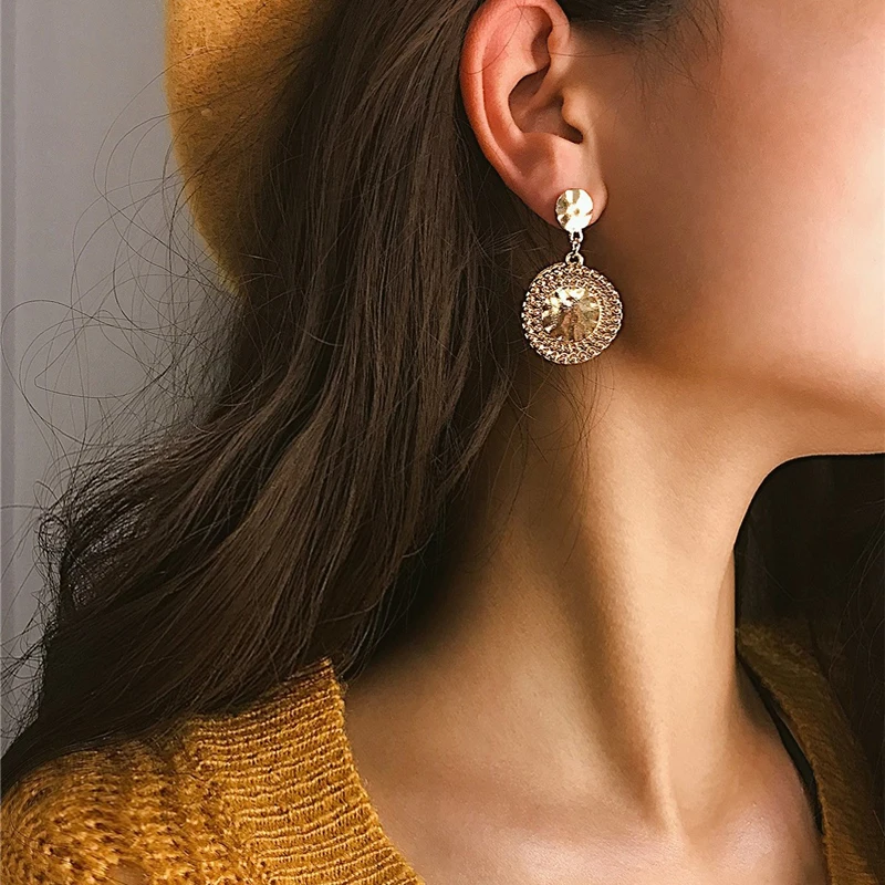 Ретро элегантные длинные серьги с монеткой Круглый Кулон темперамент пеньковая