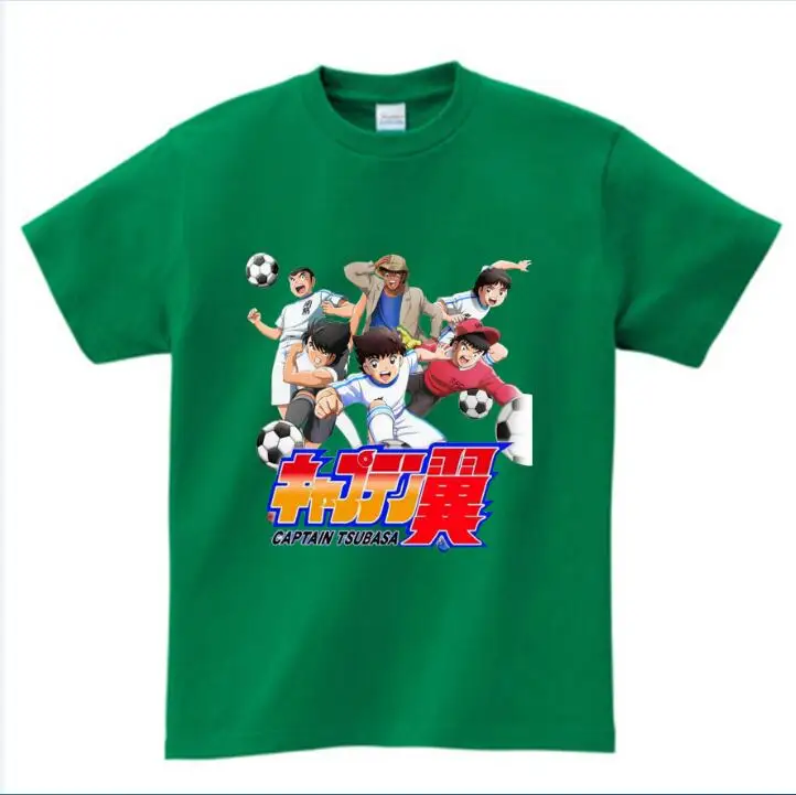 green childreT-shirt Футболка с рисунком из мультфильма «Капитан Цубаса» Детская футболка с короткими рукавами для отдыха футболки для мальчиков и девочек, От 3 до 8 лет NN - Цвет: green childreT-shirt