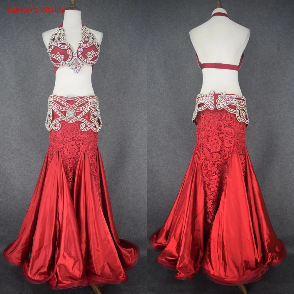 Индивидуальные роскошные костюмы для танца живота женская одежда выступлений на