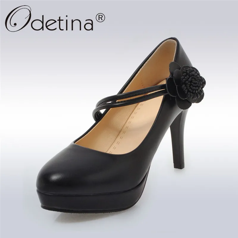 Odetina/Новые модные женские туфли лодочки mary janes милые на очень высоком каблуке с