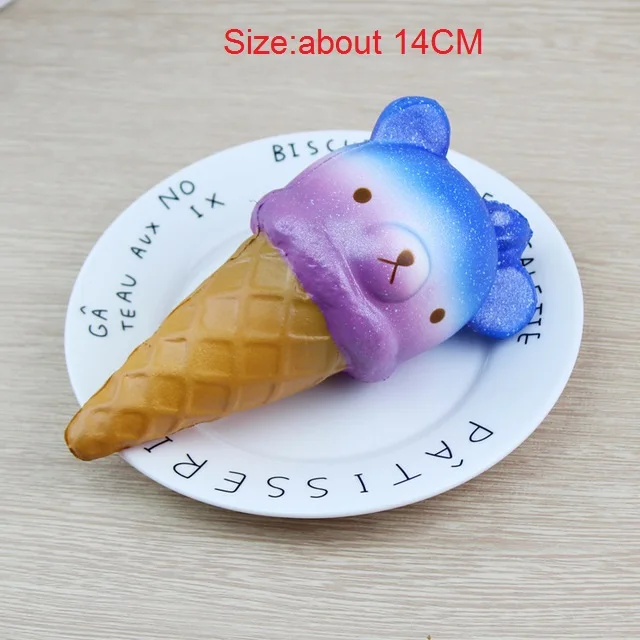 Bear Ice Cream 20 см Kawaii Милая Радужная лошадка двойная голова Медведь звезда мороженое телефон ремни для сжимания медленно распрямляющаяся Джамбо амулеты легко сдавливаемые игрушки подарок - Цвет: Bear Ice Cream