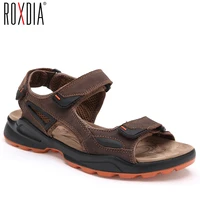 roxdia new fashion breathable mens sandals genuine leather summer men sandal beach causal man shoes plus size 39 46 rxm008