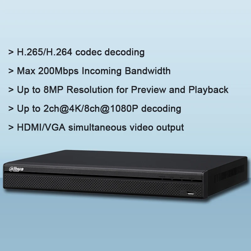 Оригинальный Dahua NVR4208 4KS2 8CH NVR4216 16CH NVR4232 32CH без PoE 4K H.265 Lite сетевой видеорегистратор с