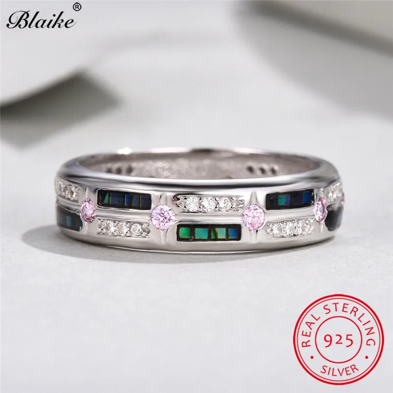 Blaike, настоящее Серебро s925 пробы, кольца для женщин и мужчин, Радужный циркон, камень, Boho Promise, обручальное кольцо, хорошее ювелирное изделие