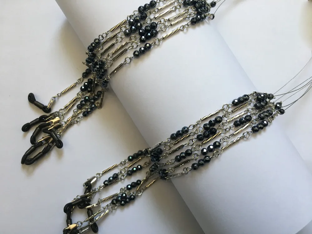 sunglass metal strand assorted with facted bead eyewear retainer eyeglass chain strap lanyard