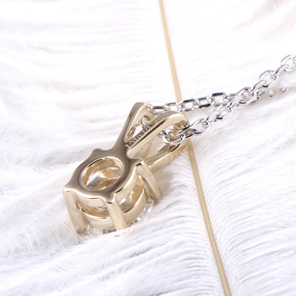 Кулон с муассанитом 10 к желтое золото диаметр 6 5 мм|gold diamond pendant|necklace pendant womennecklace