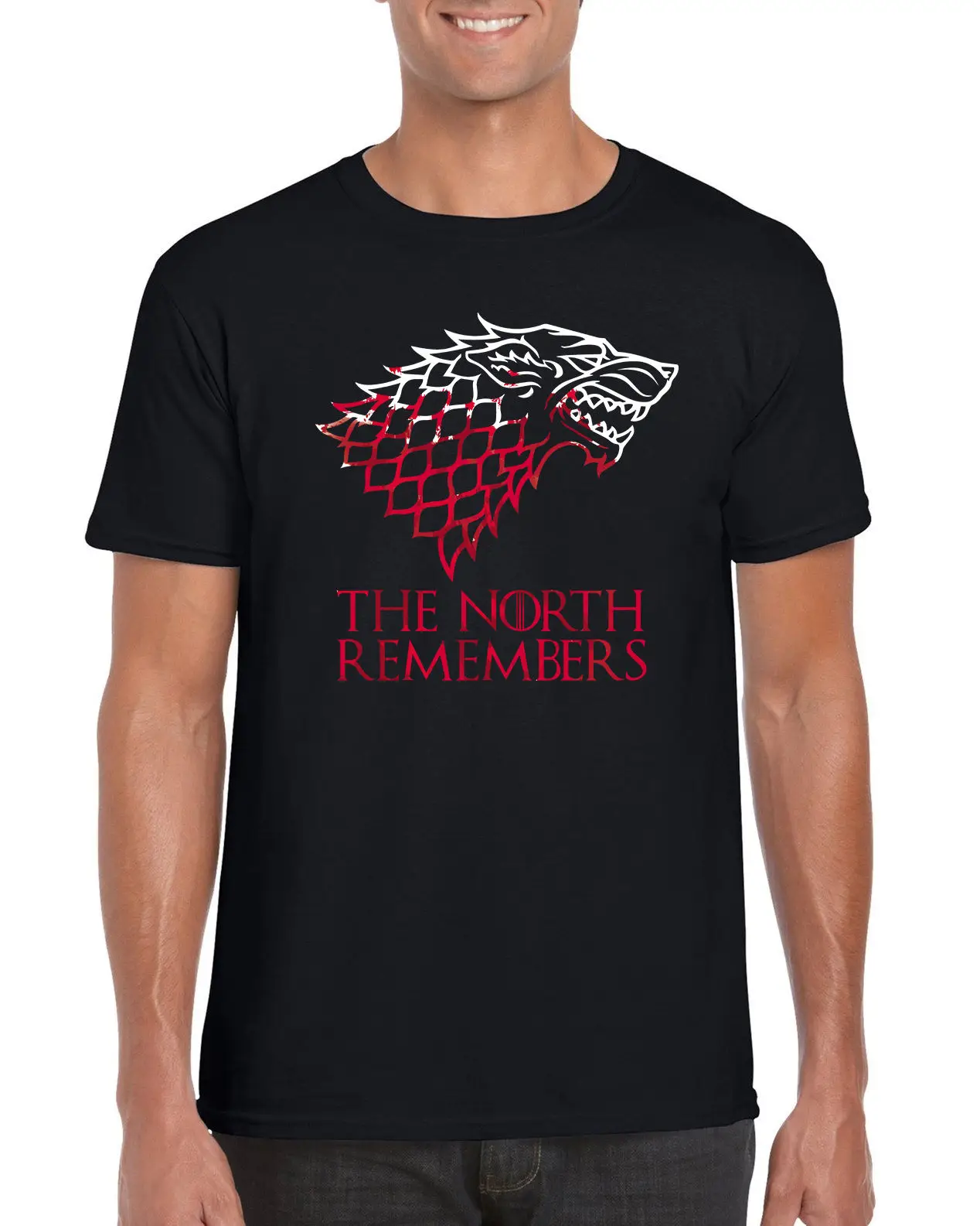 &quotThe North запоминает&quot Игра престолов вдохновил футболка S до 2XL модные стильные