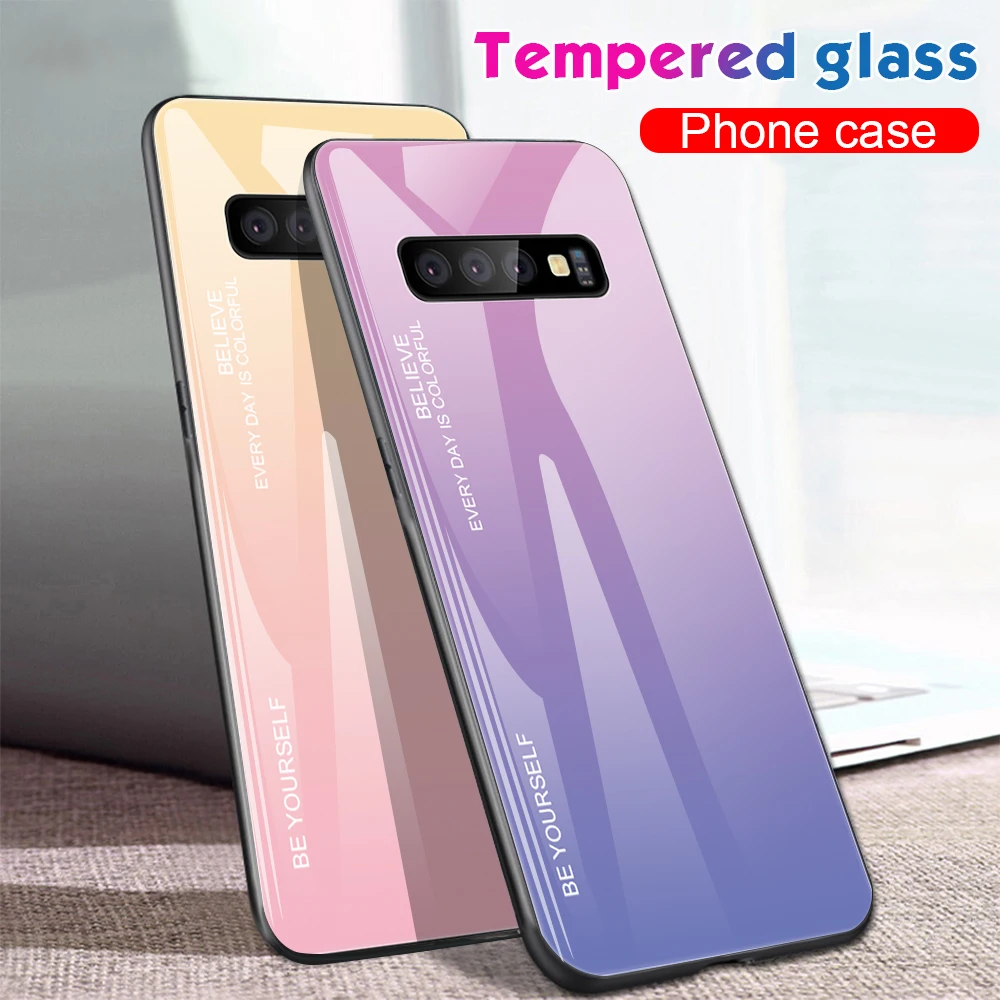 Чехол из закаленного стекла для Samsung Galaxy A6 A7 A8 2018 J4 J6 A30 A50 A20 A10 S10 S10E S8 S9 Plus Note 9 8 M10 M20