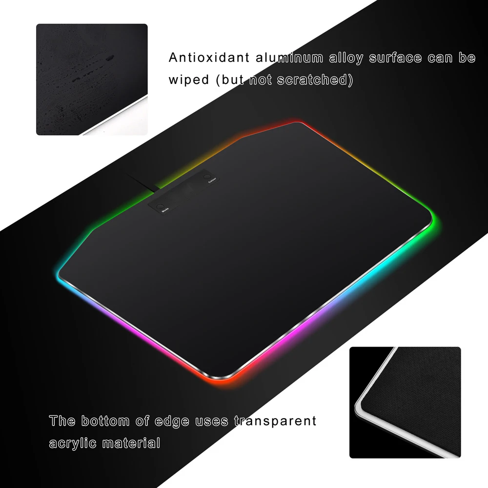 RGB игровой Жесткий коврик для мыши красочный 7 светодио дный светодиодных режимов