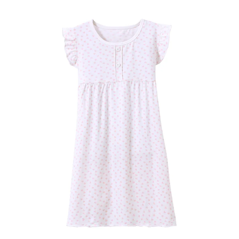 2018 New Brand Cotton Long Sleeved Nightdress for Toddler Girls Button Pajamas Home Service Spring Fall Autumn | Детская одежда и