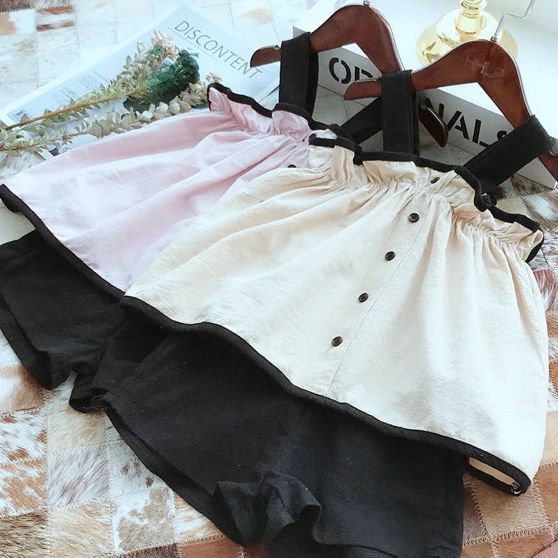 Летний костюм для маленьких девочек в Корейском стиле из 2 предметов модный