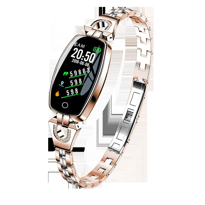 H8 HR Smartwatch Women Lady Smart Watch Bracelet Fashion Wear Stainless Steel Strap Jewel Watch for Android IOS for xiaomi 11.9