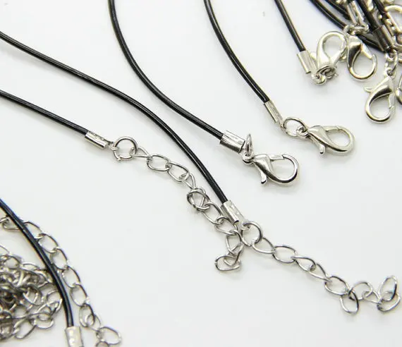 100pcs lot 45cm 1.5mm black pu leather necklace cords lobster clasp perfect for bails glass gem wooden scrabble pendant | Дом и сад