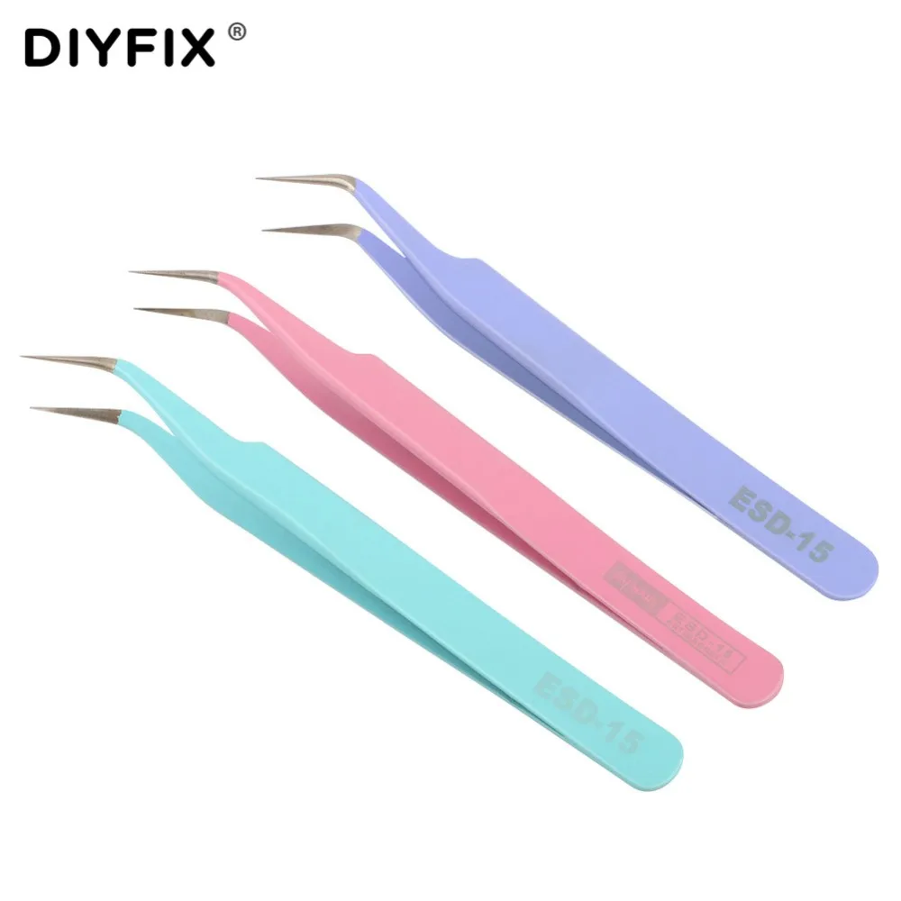 DIYFIX Пинцет для наращивания ресниц из нержавеющей стали антистатические щипцы