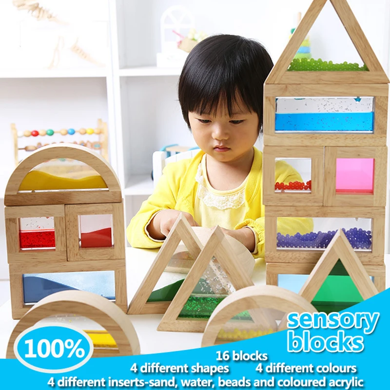 Educational Sensory Blocks Toys Children Acrylic Building Training Aid Creative Wooden Kids Gift | Игрушки и хобби