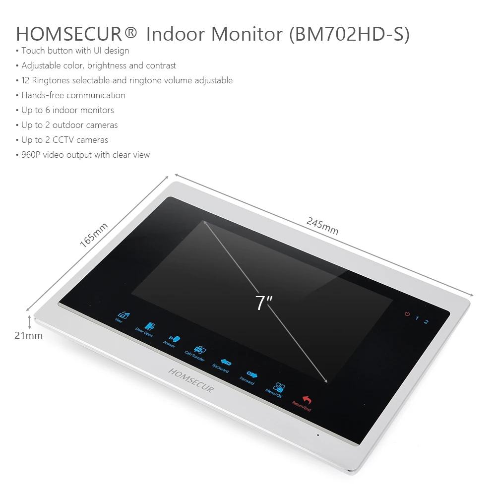 HOMSECUR 7 &quotвидеодомофон с поддержкой цифровой рамы для домашней безопасности