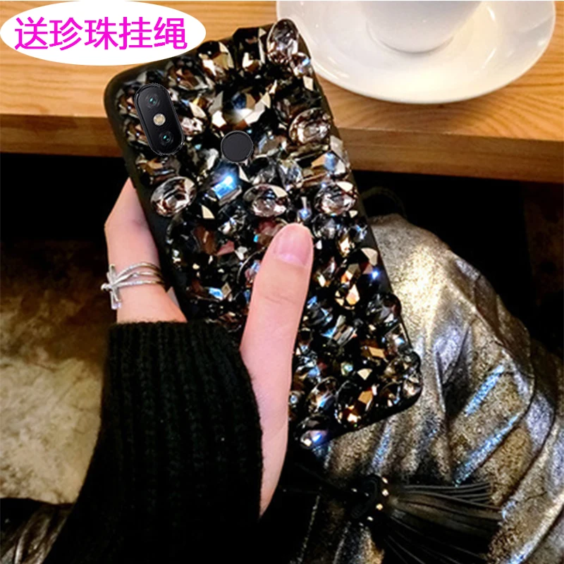 Luxury Big Rhinestone Phone Case For Xiaomi Redmi 6 Pro Soft Back Cases Cover 6Pro |