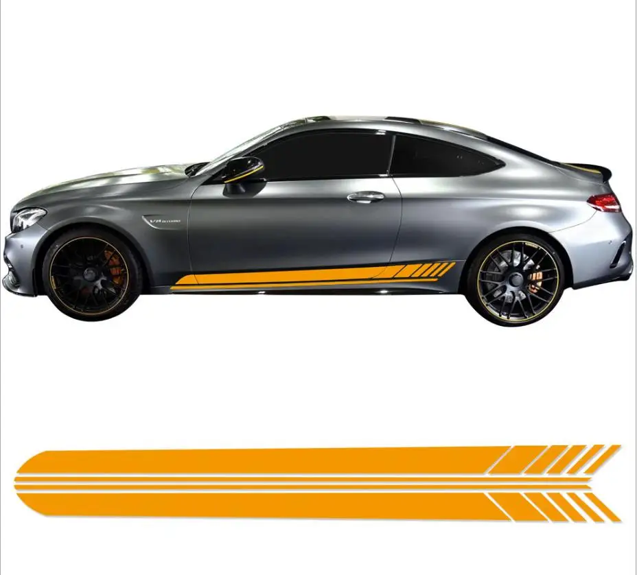 1 пара автомобильный боковой двери юбка Наклейки для декора Mercedes Benz cla Class CLA45 AMG