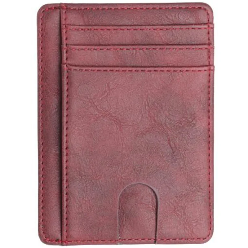 Winered Тонкий рчид блокирующий кожаный бумажник кредитный ID держатель для карт кошелек чехол для денег для мужчин и женщин модная сумка держатель для паспорта - Цвет: Winered