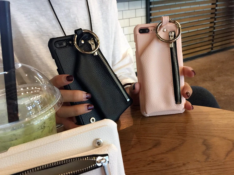 Чехол для пар для iPhone 7, чехол, Роскошный кошелек из искусственной кожи, сумочка на молнии, чехол-подставка для iPhone 11 XS, 6, 6 S, 7, 8 Plus, с кольцом для карт