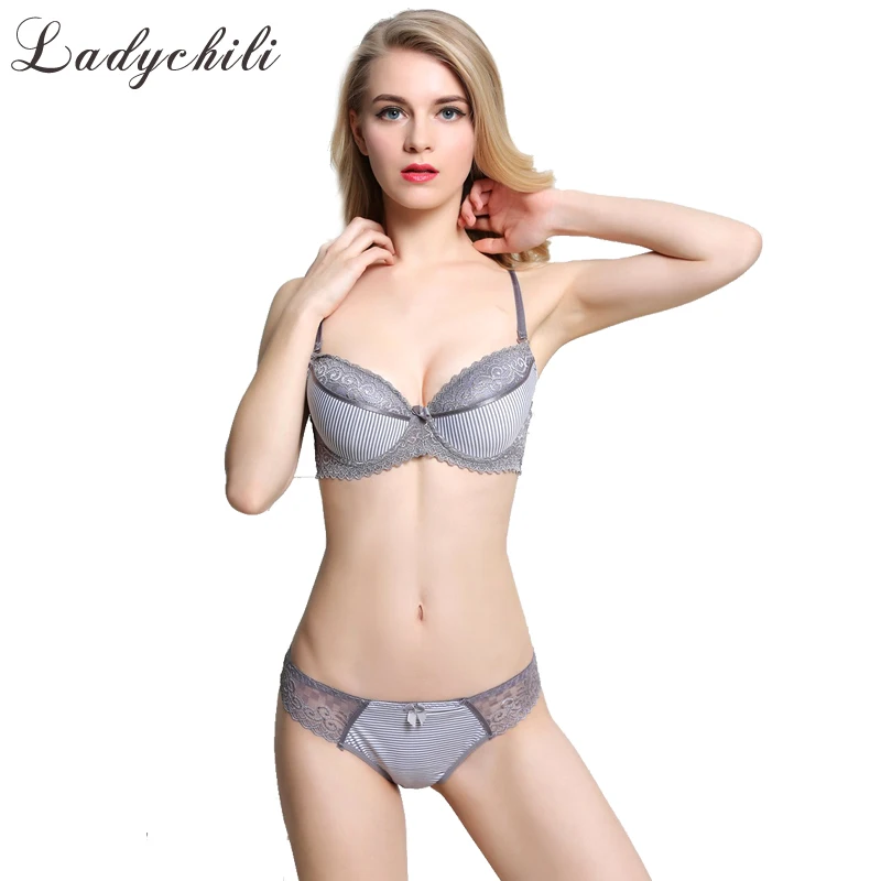 Комплект кружевного нижнего белья с чашкой пуш ап и стрингами|matching bra sets|bra setthin cup |