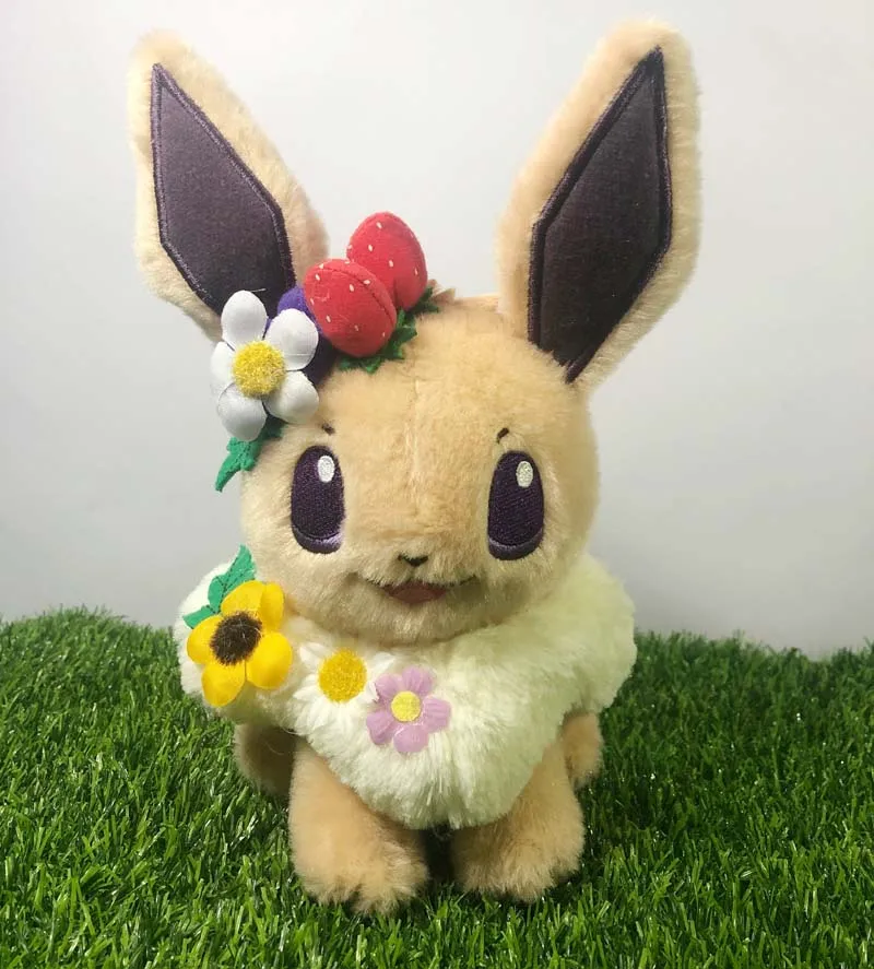 1 Японская аниме игра Пикачу и Eievui Пасхальный Eevee с цветком плюшевая кукла мягкая игрушка ограниченная плюшевая кукла игрушка - Цвет: 1