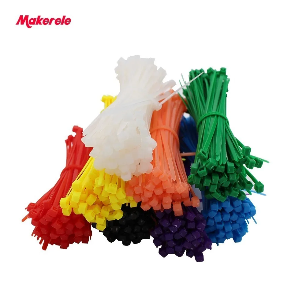 Бесплатная доставка 3*100 мм Красочные Нейлоновые хомуты провода кабеля рулевой