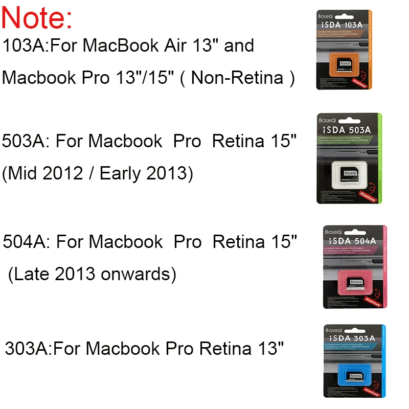 BaseQi алюминиевый Micro SD/TF адаптер расширения памяти SD кардридер для Macbook Pro retina 13 ''/15'' и MacBook Air 13''
