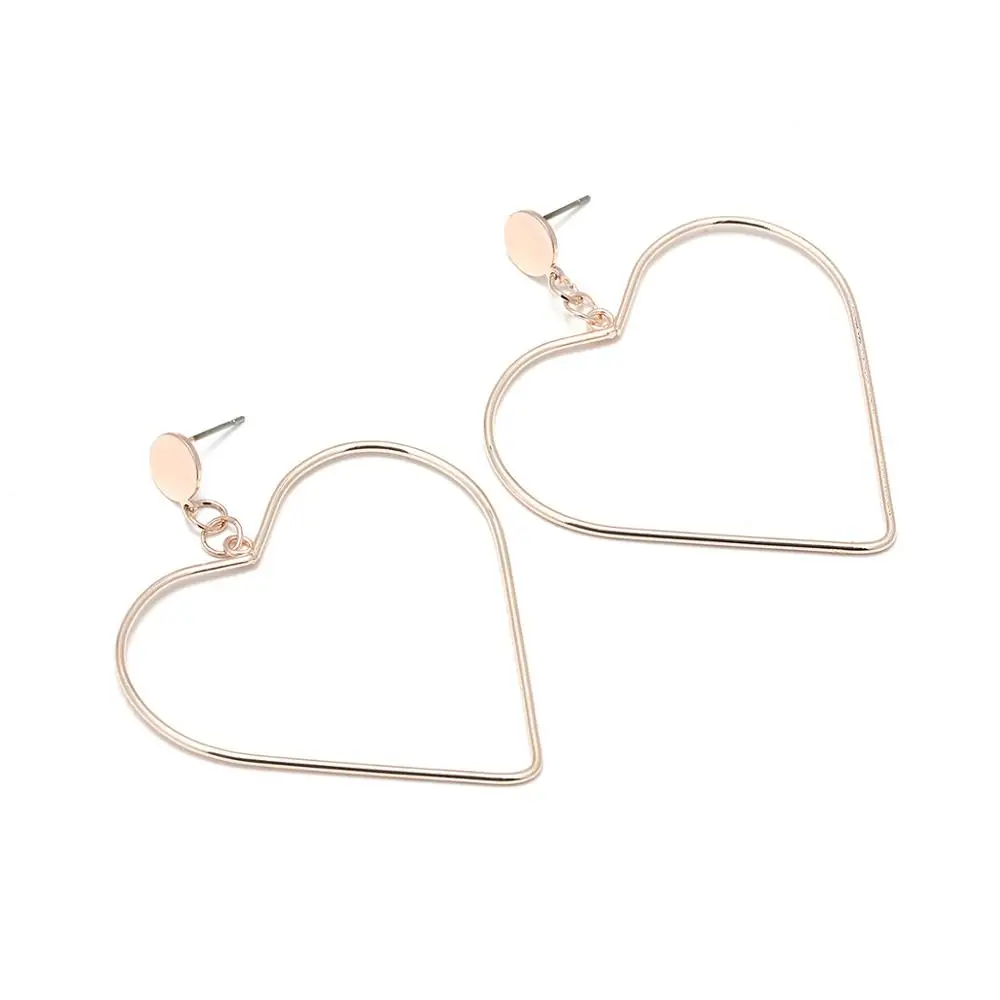 Rose Gold MESTILO, корейский стиль, романтичные золотого цвета, большое сердце, висячие серьги для женщин, модные массивные длинные висячие серьги, Brincos - Окраска металла: Rose Gold