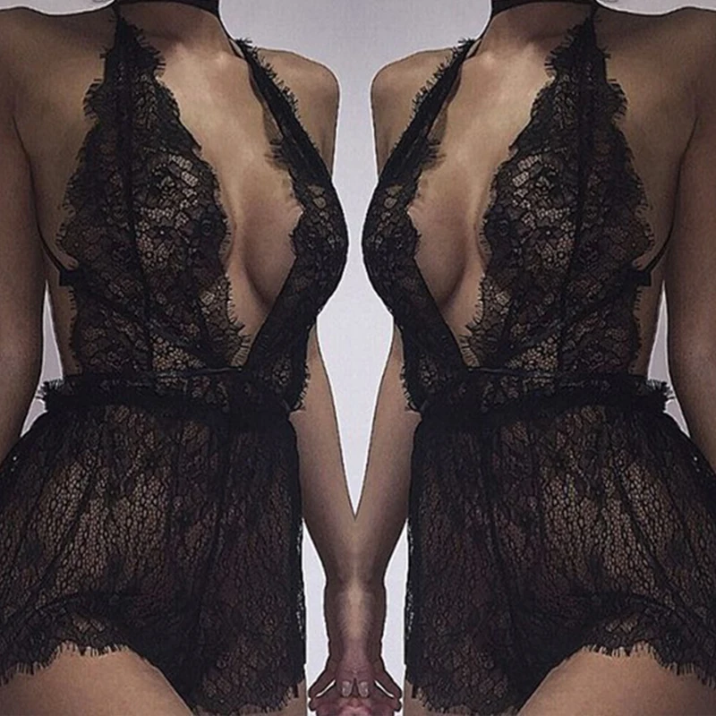 Женское сексуальное нижнее белье кружевная Babydoll сорочка с глубоким v образным