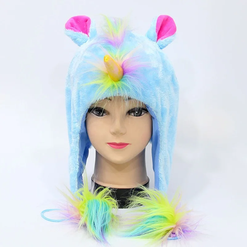 Новые творческие Rainbow Unicorn Плюшевые Hat Косплэй Hollaween зима теплая Мужская Для