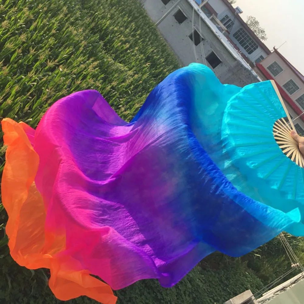 Сексуальные Фанаты для танца живота девушек 100% шелк вуаль женские красные желтые