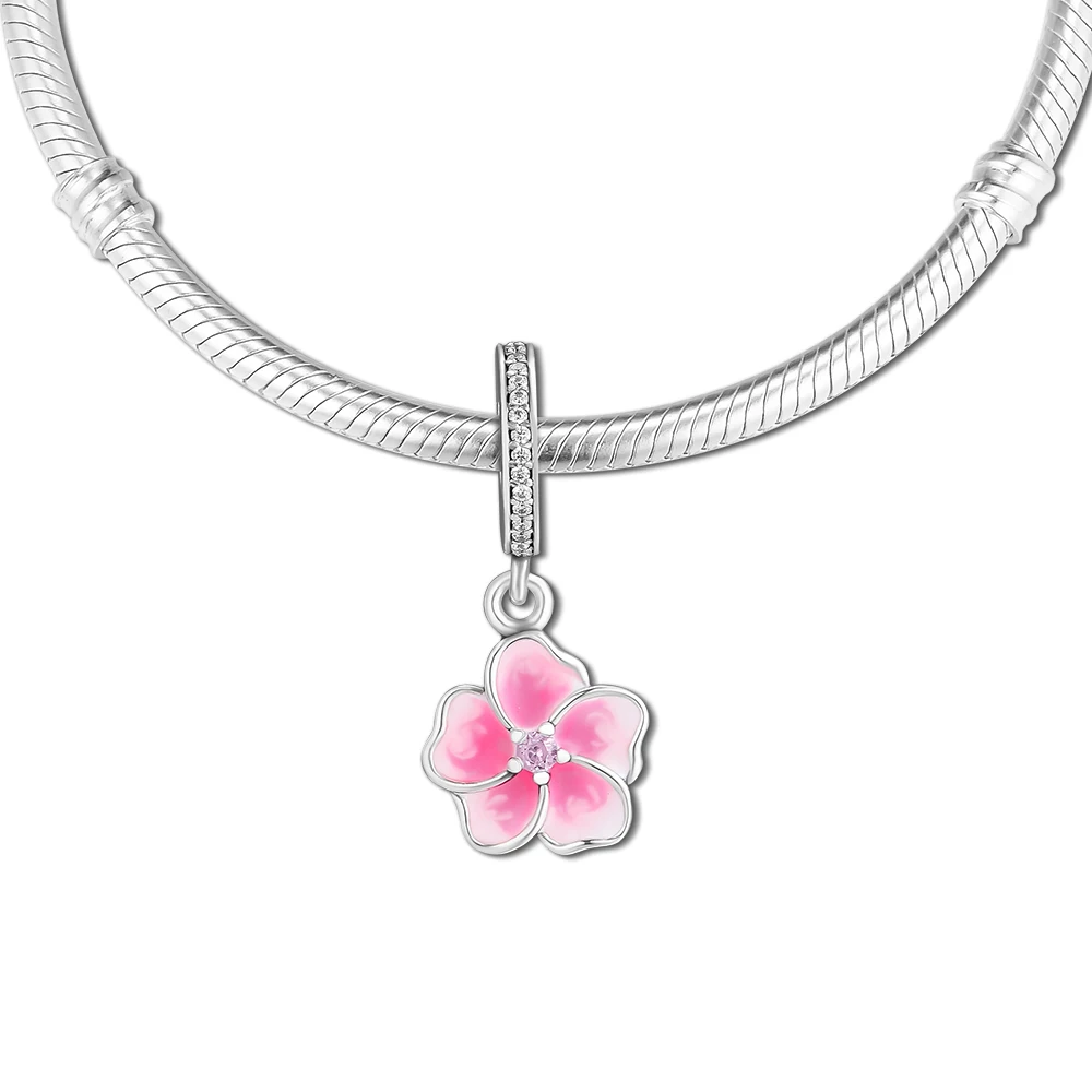 

Fits for Pandora Charms Bracelets Poetic Blooms Beads with Pale Pink Enamels 100% 925 Sterling Silver Jewelry Free Shipping