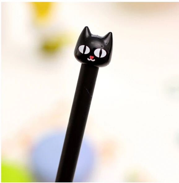 4 шт./лот новинка 2015 гелевая ручка с черным котом милые ручки чернилами для кошек