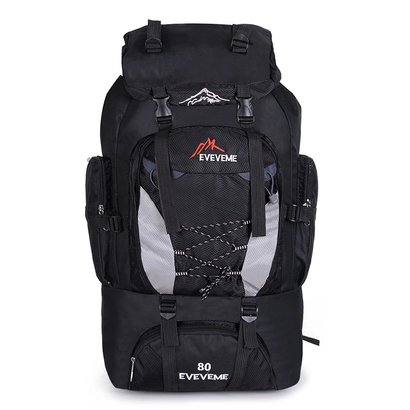 Black 80L открытый большой емкости альпинизма мешок нейлон водонепроницаемый унисекс посылка для пешего туризма Кемпинг рюкзак путешествия сумки XA50G - Цвет: Black