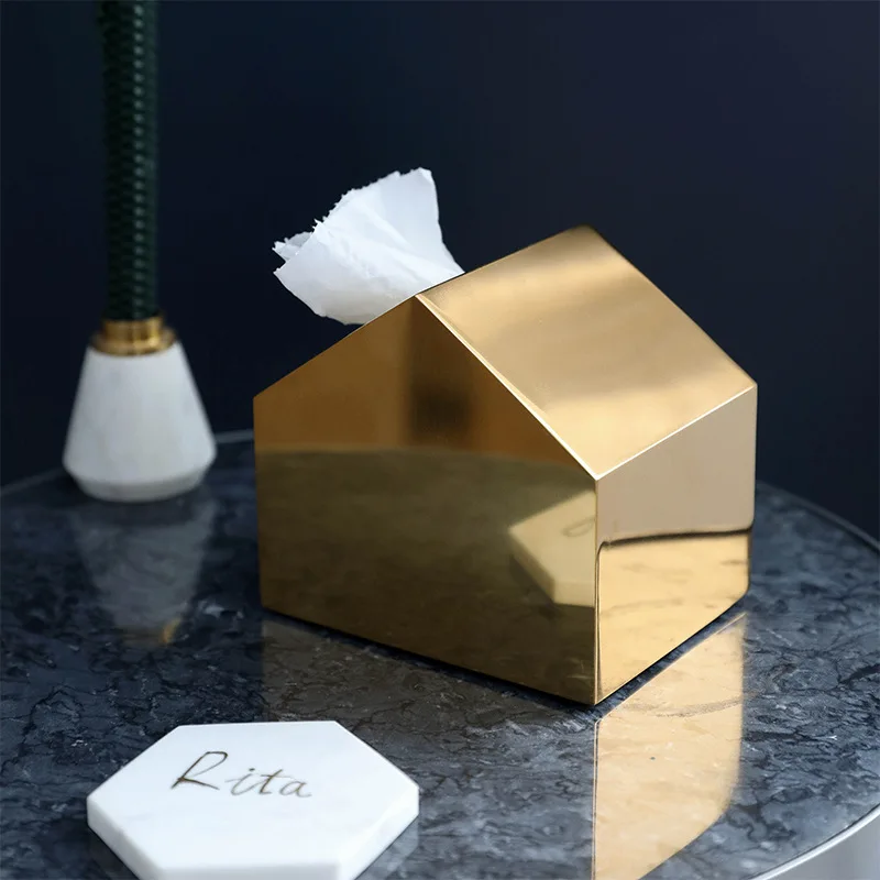 Nordic Ins Wind Metal Paper Towel Storage Box Light Luxury Living Room Coffee Table Tray Decoration Ornaments | Дом и сад
