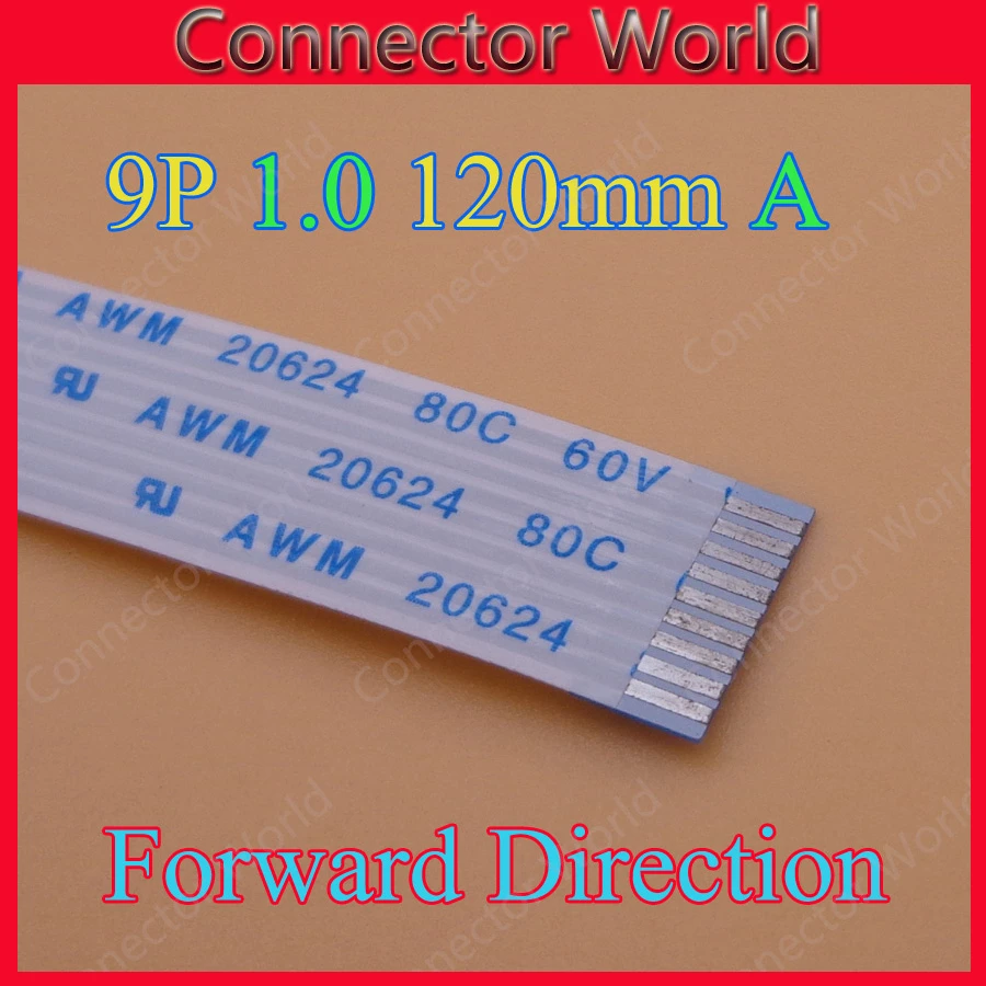 50 шт. 9pin FFC FPC плоский гибкий кабель 1 0 мм шаг 9 pin длина вперед 120 ленточный AWM 20624 80C