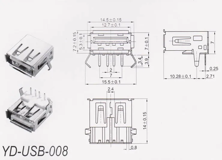 20 шт. USB Тип женский печатного монтажа разъем Разъем Угловые 4 Булавки|pcb connector pin|4