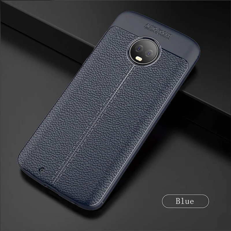 Синий Кожаный чехол Litchi для Motorola Moto E4 C E5 Play Go G4 G5 G5S G6 Plus X4 Z2 Z3 Play TPU мягкий чехол для Moto E4 Plus EU Coque - Цвет: Синий