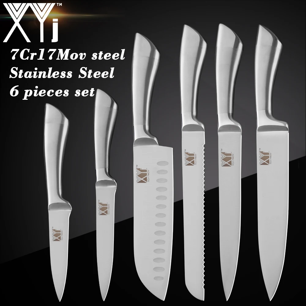 XYj 7cr17 набор кухонных ножей из нержавеющей стали, фруктовый нож Santoku, нож для нарезки хлеба, нож для приготовления пищи, цельные ножи