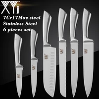 xyj 7cr17 stainless steel kitchen knives set fruit utility santoku chef slicing bread cooking knife one piece structure knives