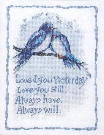 

Набор для вышивки крестиком, 14 карат, две птицы, LOVE you still always 32x38 см, CS-044ANI