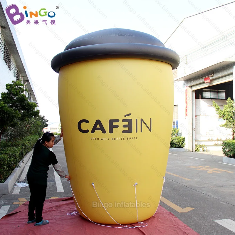 

Personalized airtight 10 feet yellow inflatable drink cup / PVC air sealed inflatable float cup holder floating in the air toy