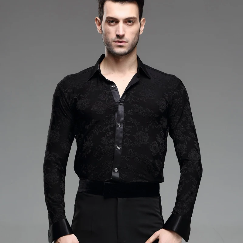 

New Arrival Men Ballroom Dance Shirt Red/White/Black Dance Top Shirt Collar/Swallow Collar Man Latin Dance Jacket B-5986