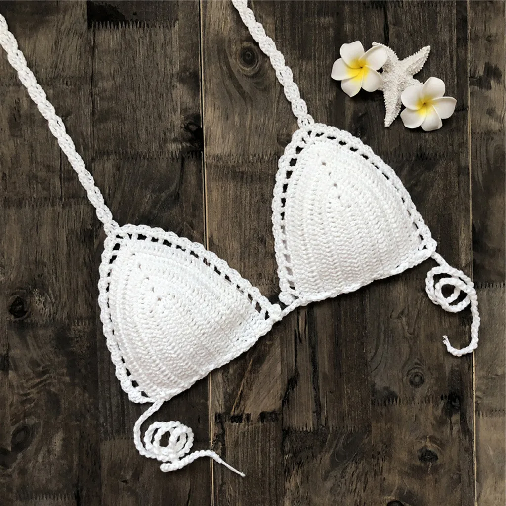 Мода Femme Maillot De Bain Femme вязанный крючком бикини Топ на шнуровке женский купальник топ на шнуровке бразильские сплошные бикини Mayo#30