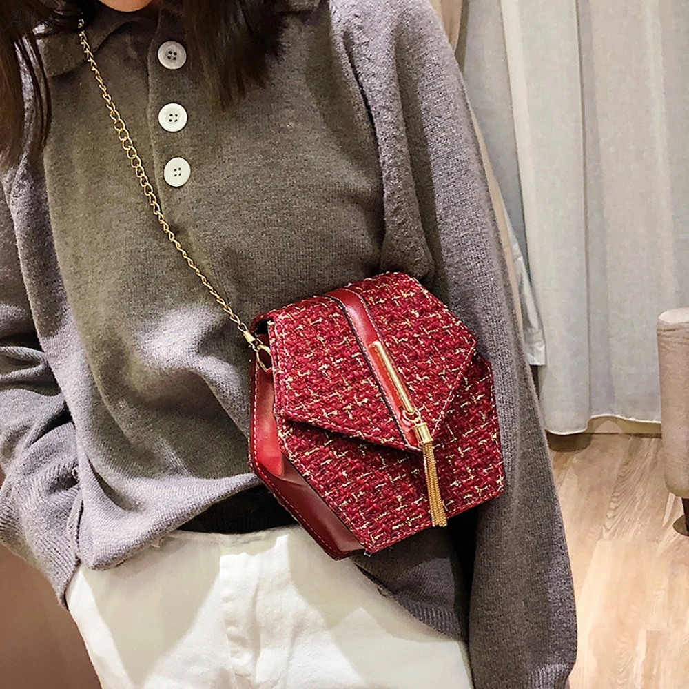 Женские сумки-мессенджеры сумка на плечо с цепочкой из шерсти и кисточками